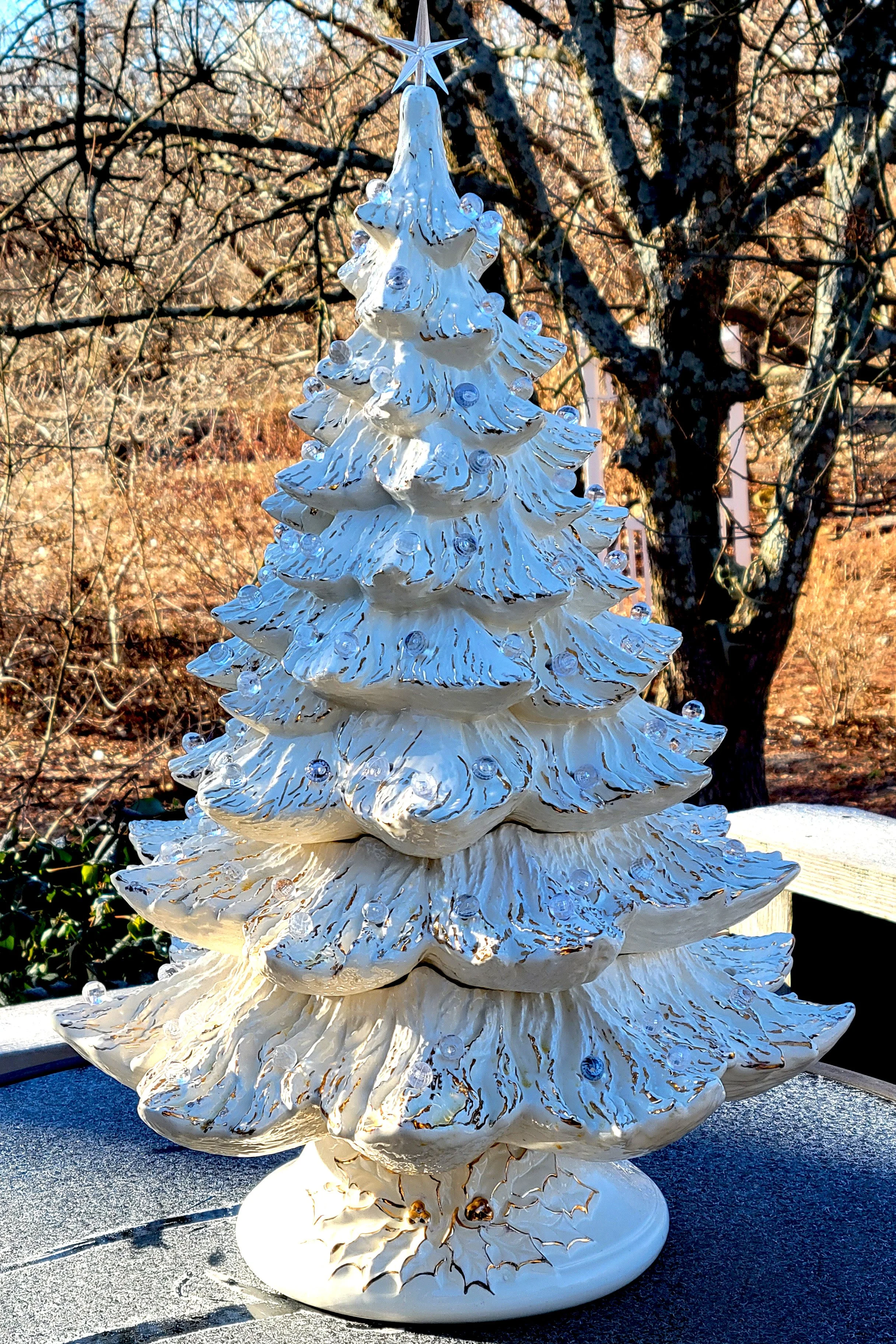 Gold Lace Finished Ceramic Christmas tree, HUGE 23